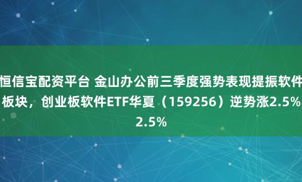 恒信宝配资平台 金山办公前三季度强势表现提振软件板块，创业板软件ETF华夏（159256）逆势涨2.5%